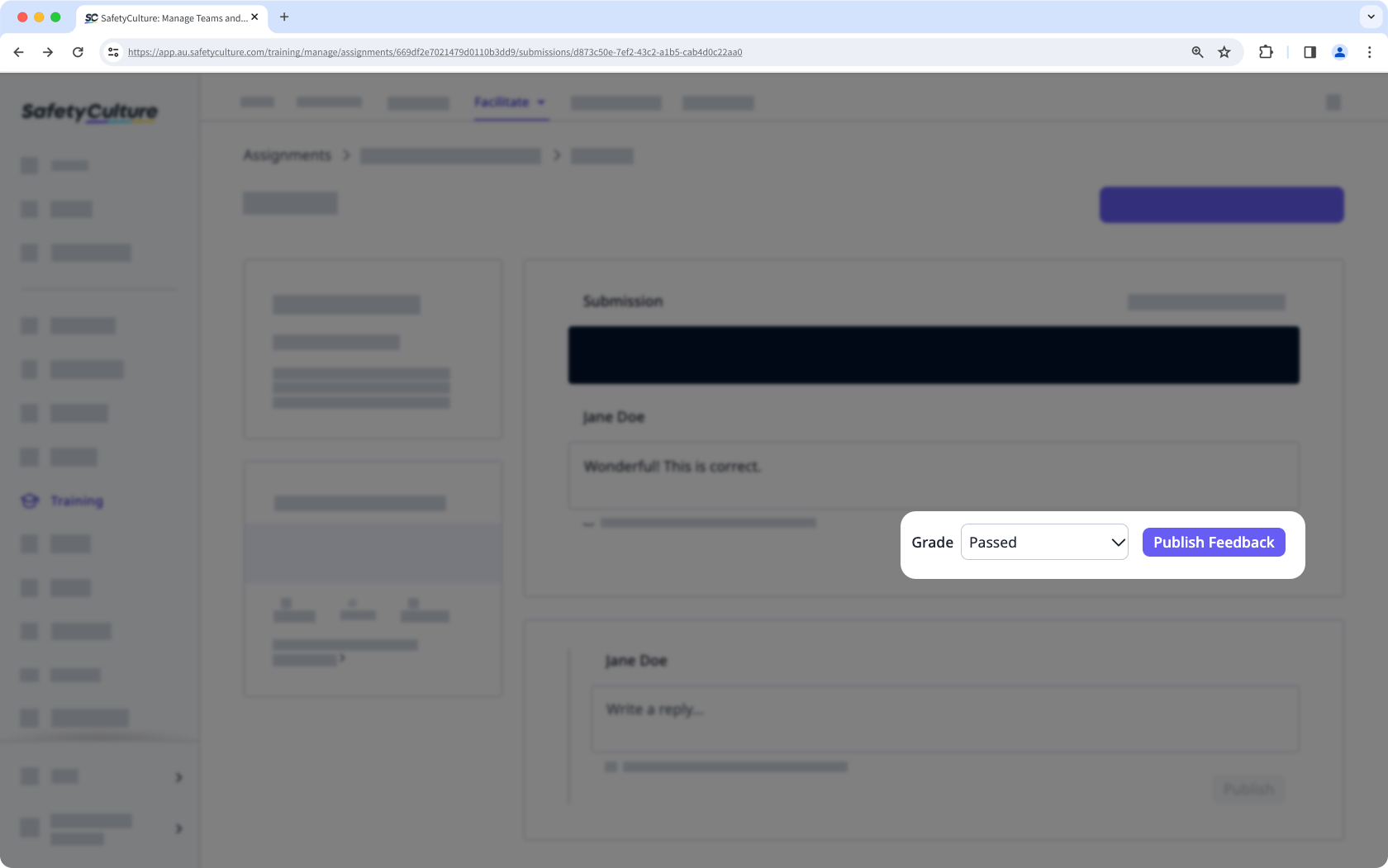Calificar una tarea de un curso a través de la aplicación web.