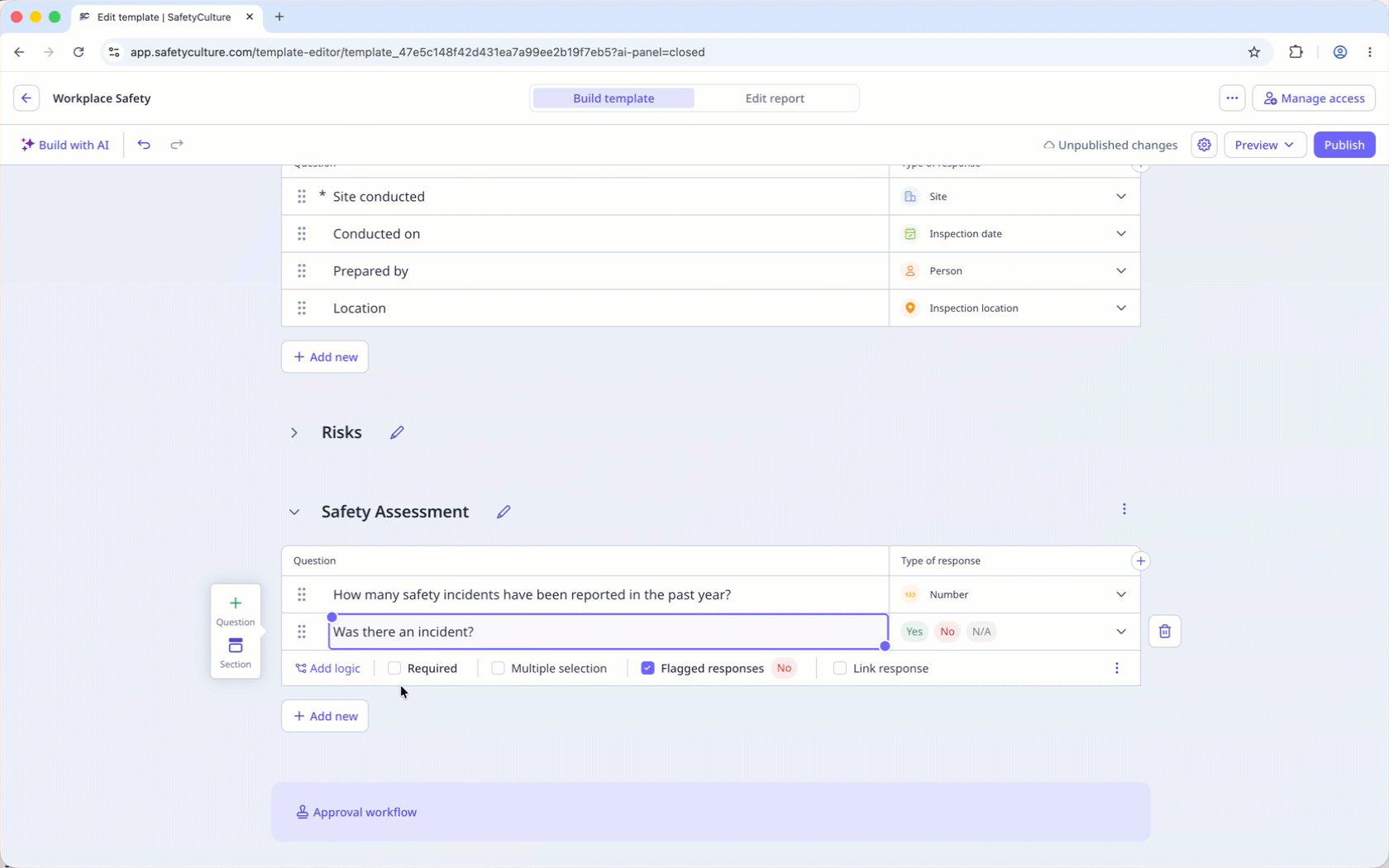 Add an "Ask questions" logic field, then nest another logic field inside the follow-up question.