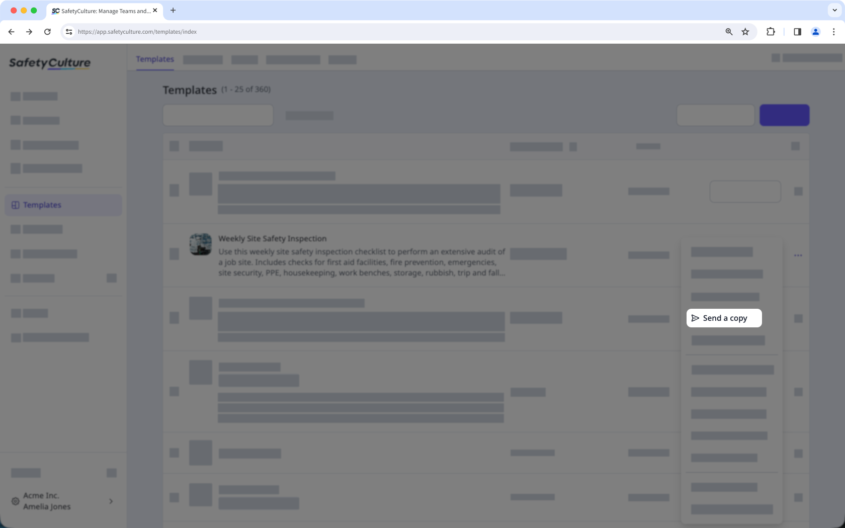 Envíe una copia de la plantilla a los usuarios de otras organizaciones a través de la aplicación web.