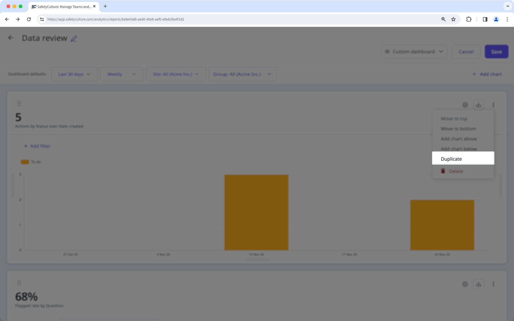 Mithilfe der Web-App ein Analysen-Diagramm duplizieren.