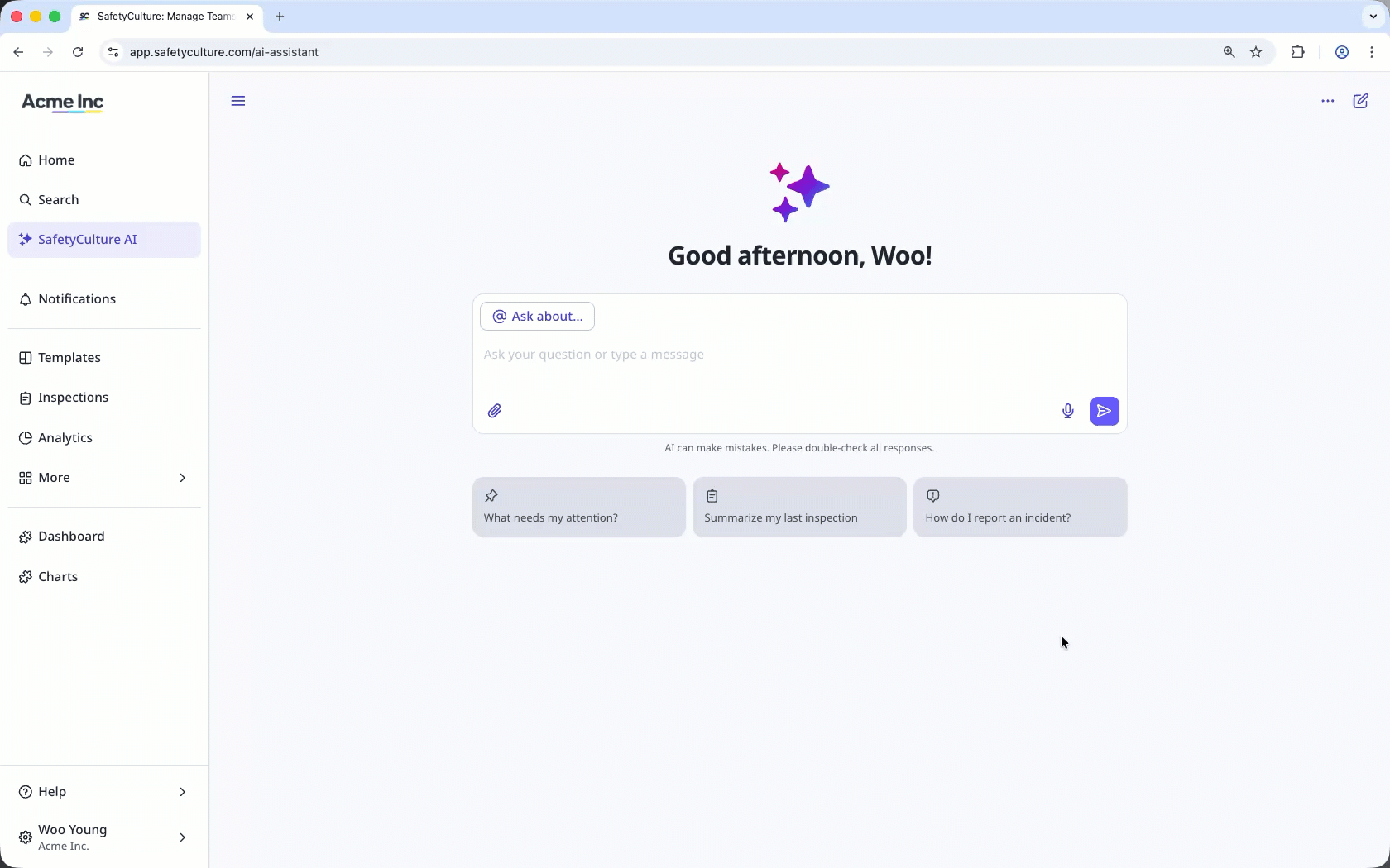 Use the AI Assistant to get the action completion rate by priority for your organization.