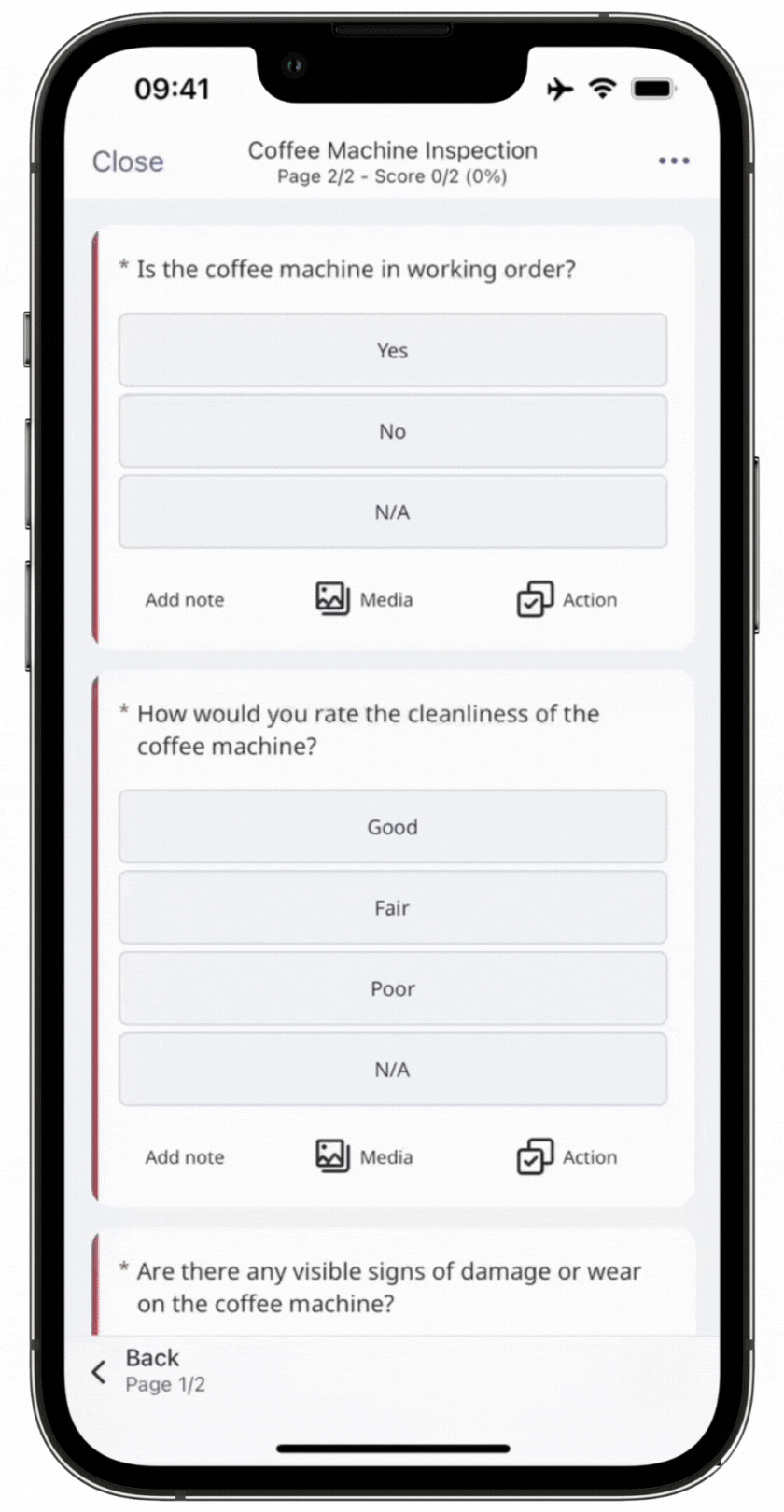 Conduct inspections on the mobile app.