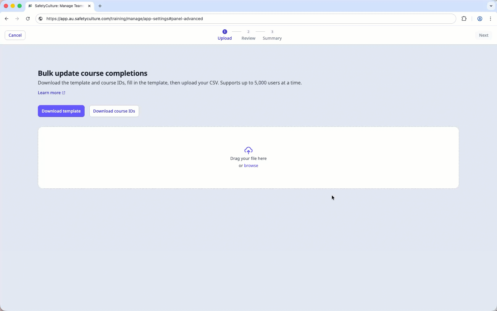 Upload CSV file and resolve errors.
