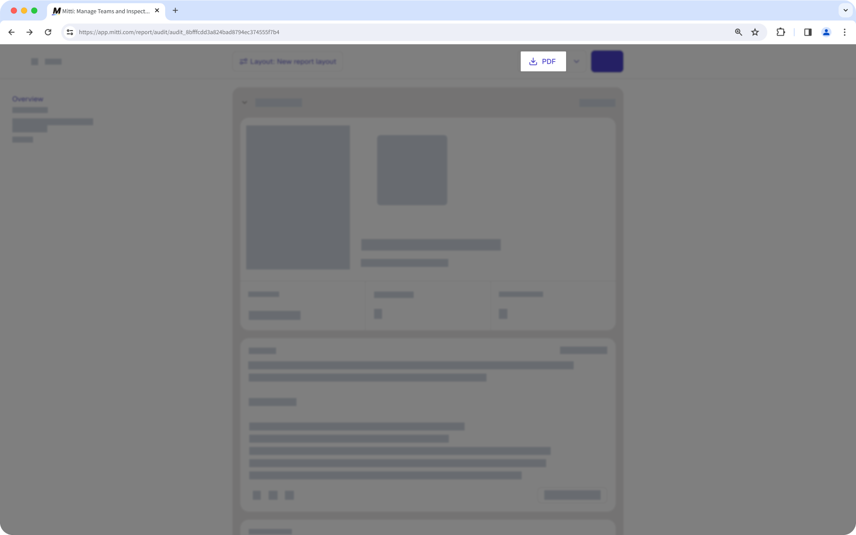 The report layout with the option to export as PDF visible.