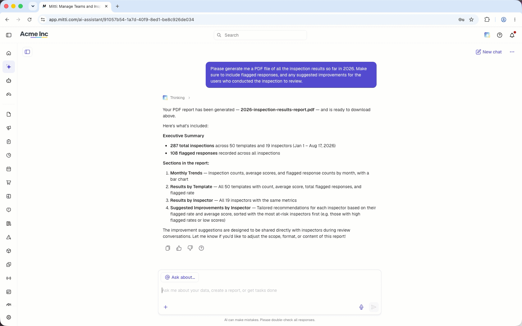Geben Sie im Chat an, woran sich der KI-Assistent erinnern soll, damit diese Informationen in zukünftigen Unterhaltungen berücksichtigt werden.