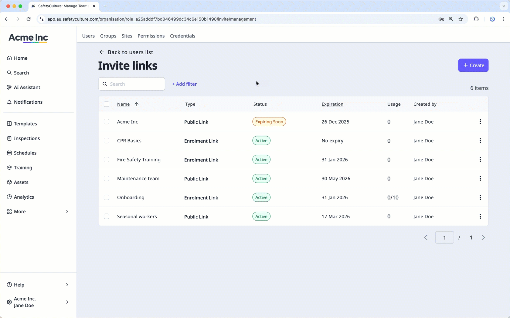 Edit an enrollment link via the web app.