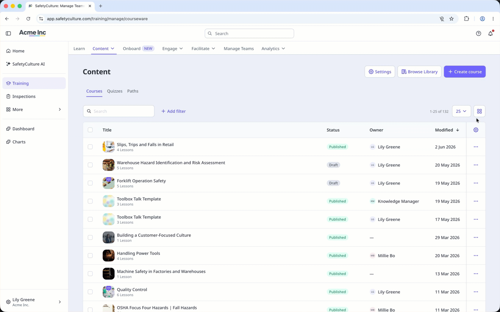 Select a course to edit its details.