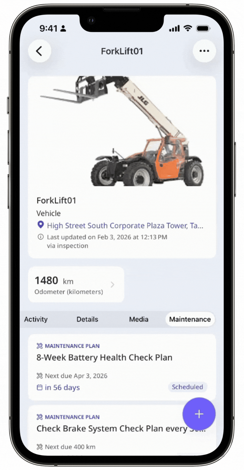 Create actions from assets on the maintenance plan on mobile