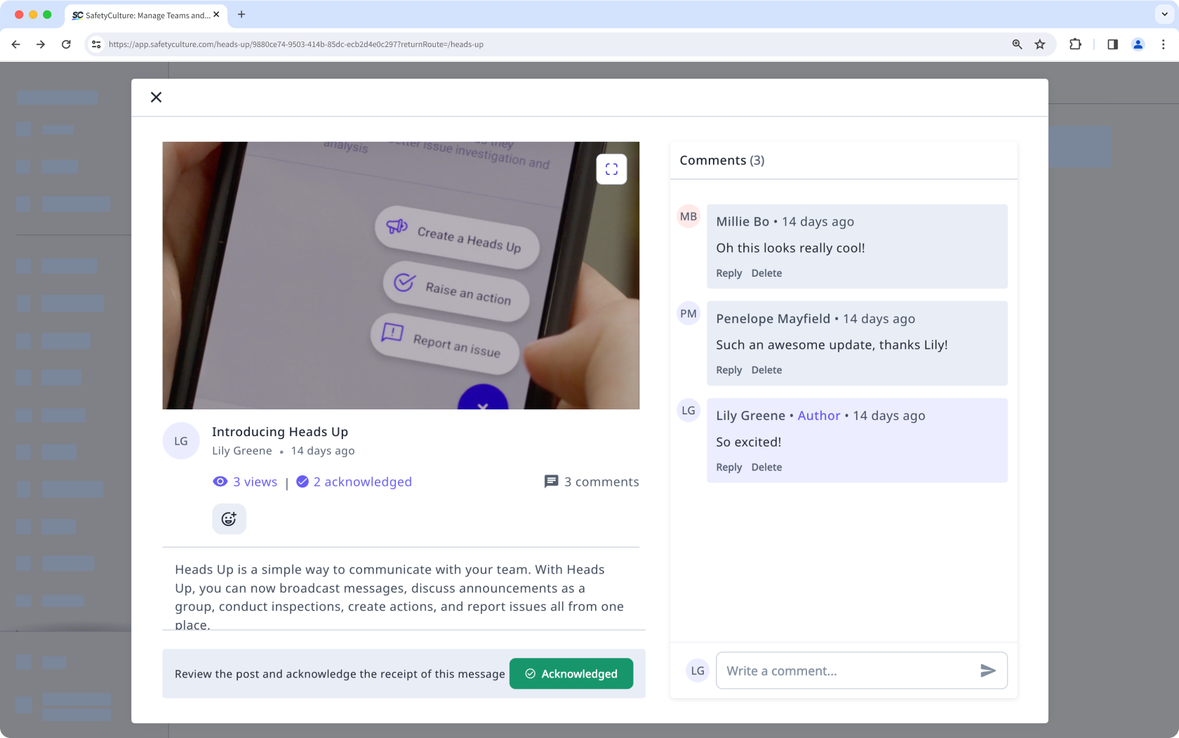 Comentar en Avisos a través de la aplicación web.