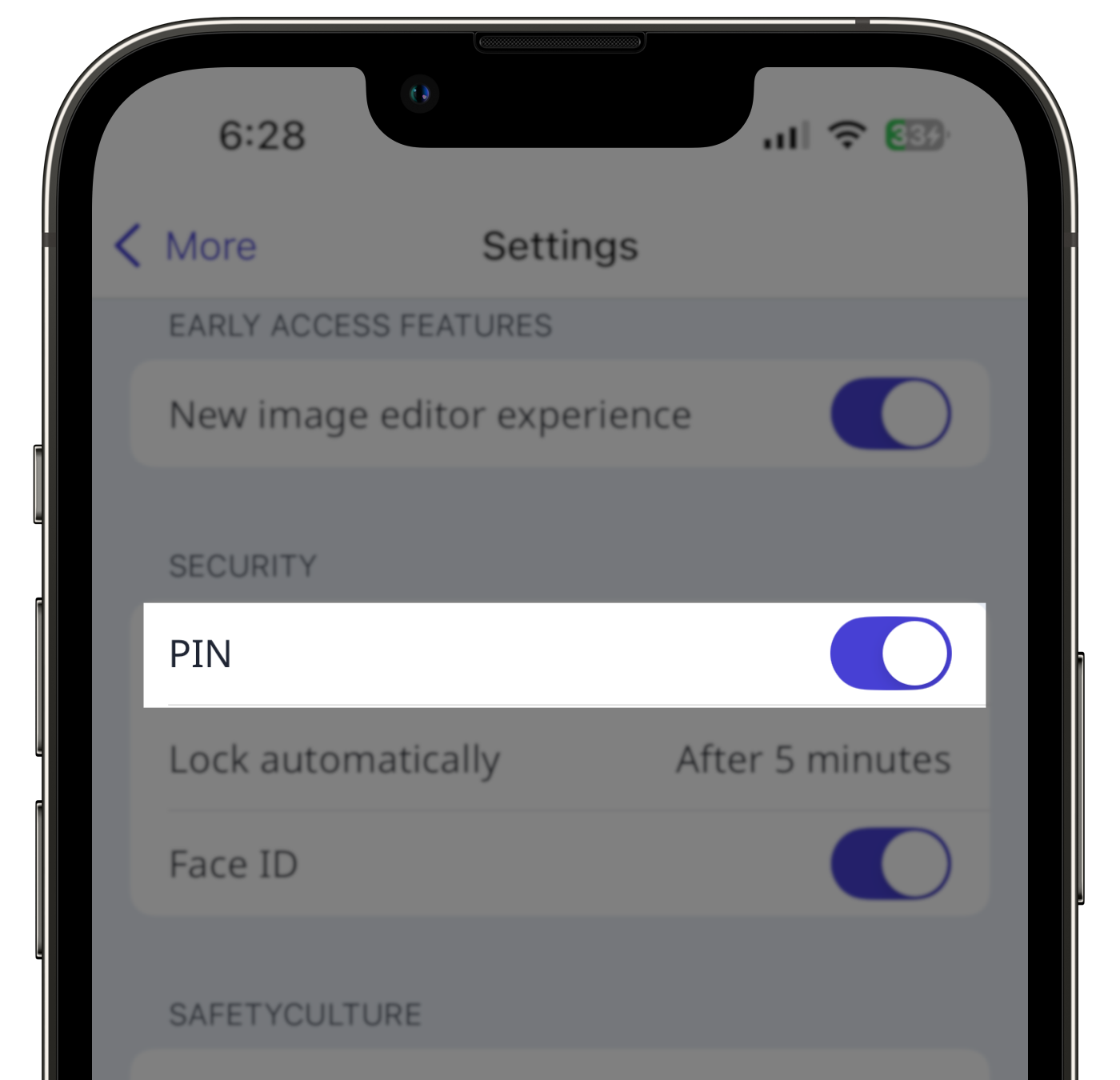 Activez ou désactivez le code d'accès à partir de l'application portable.
