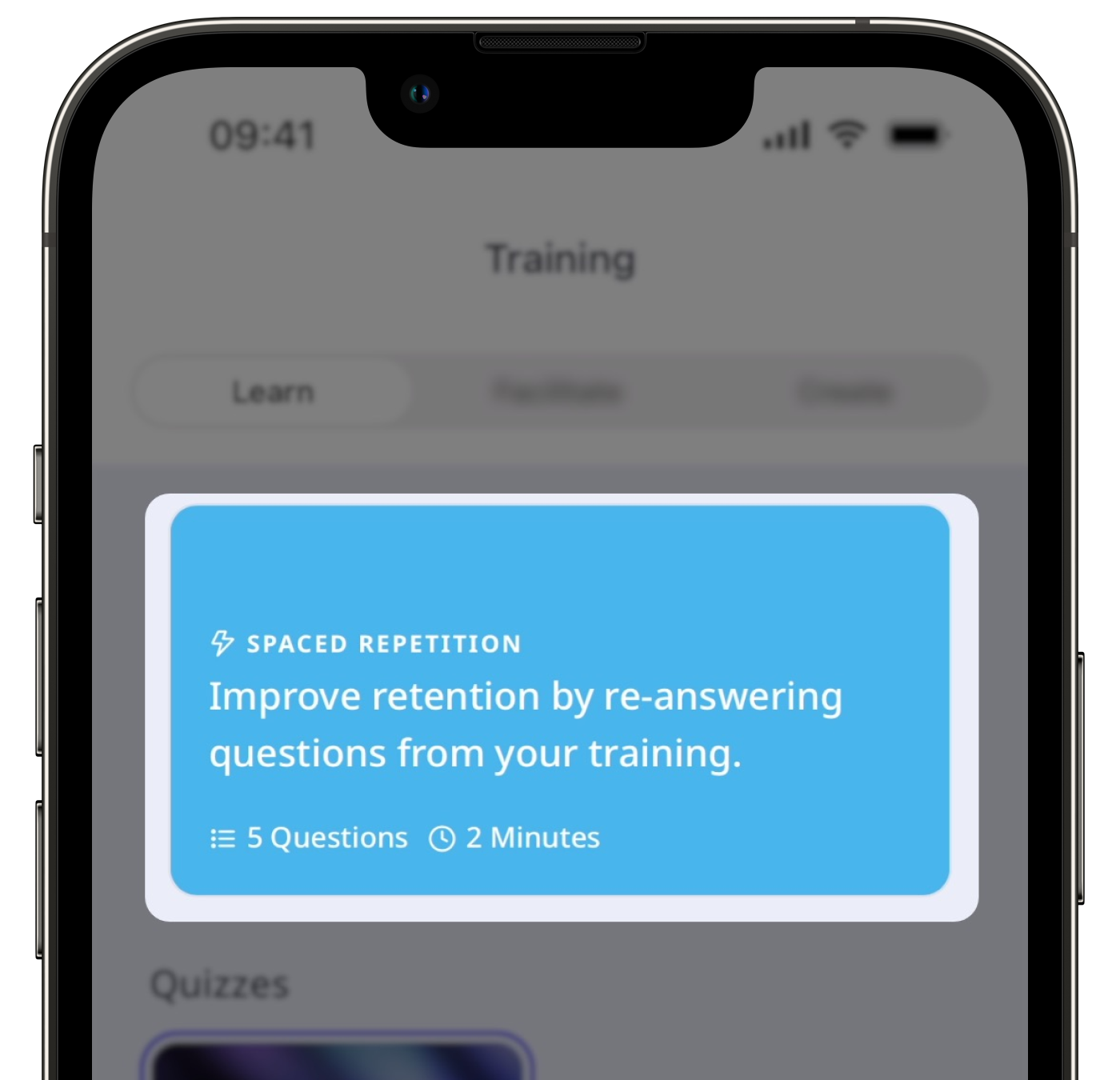 Starten Sie ein Brain Boost-Quiz über die Mobile-App.