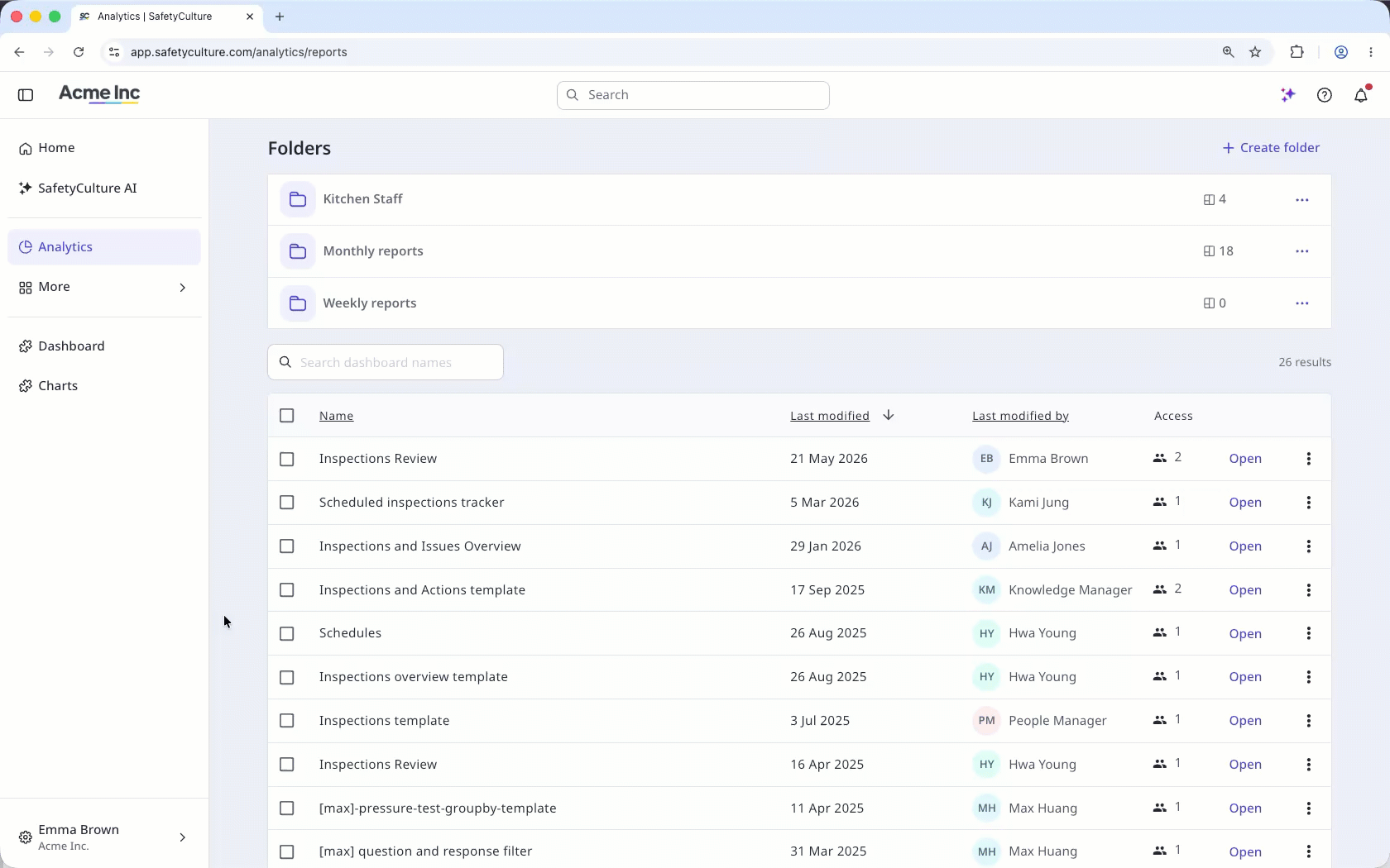 Select multiple dashboards to move them to a folder.