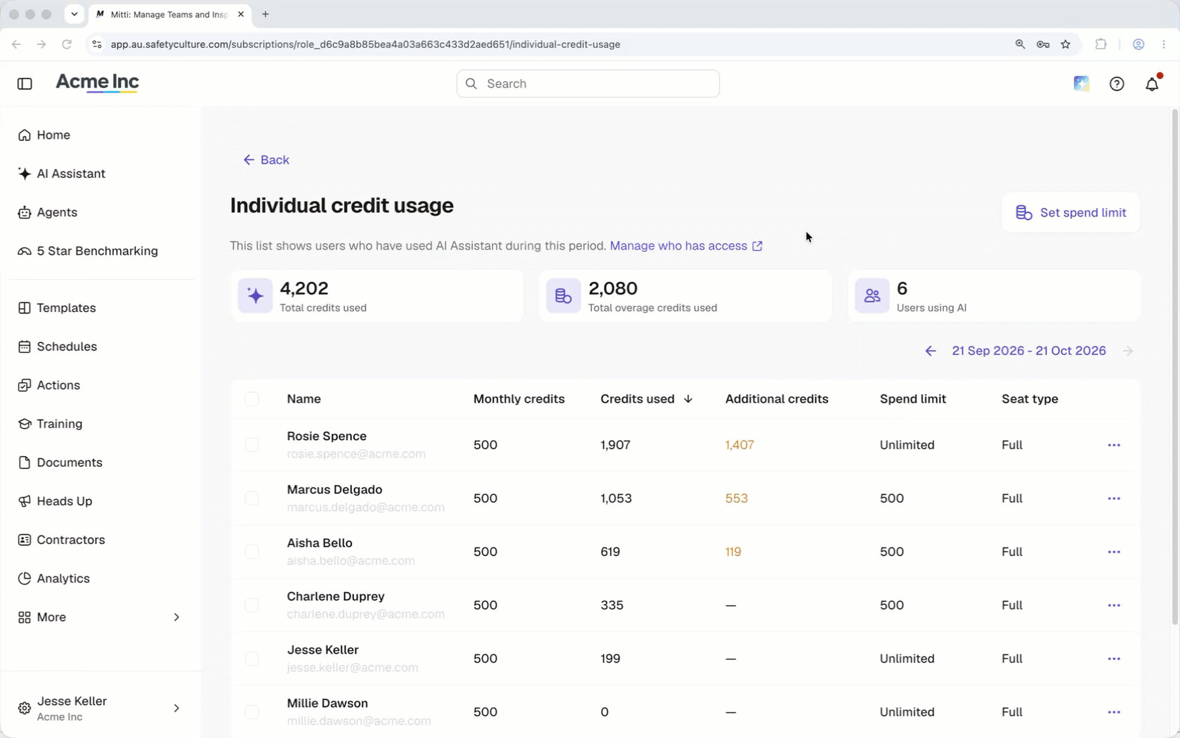 Click Set spend limit, then add 1000 as the custom spend limit for your organization.