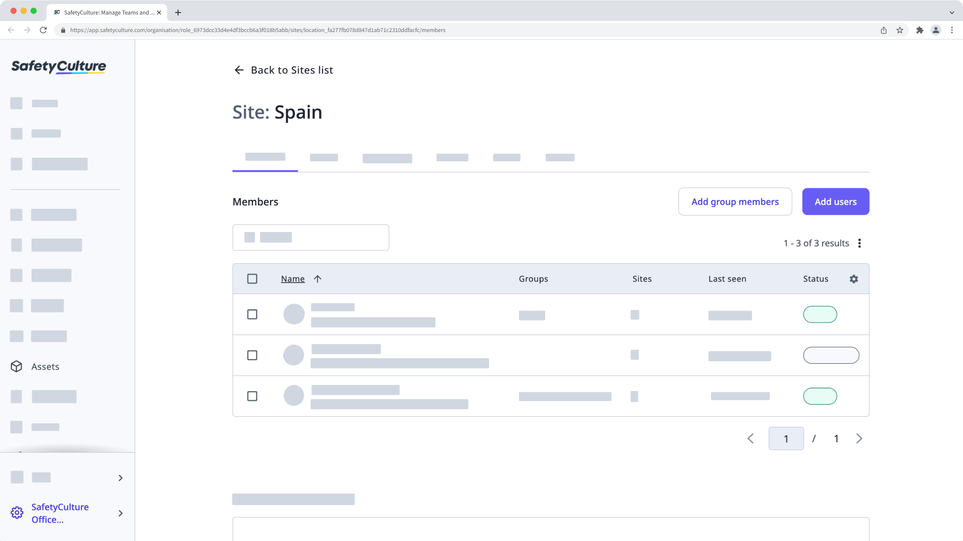 Ver perfiles de sitios a través de la aplicación web.