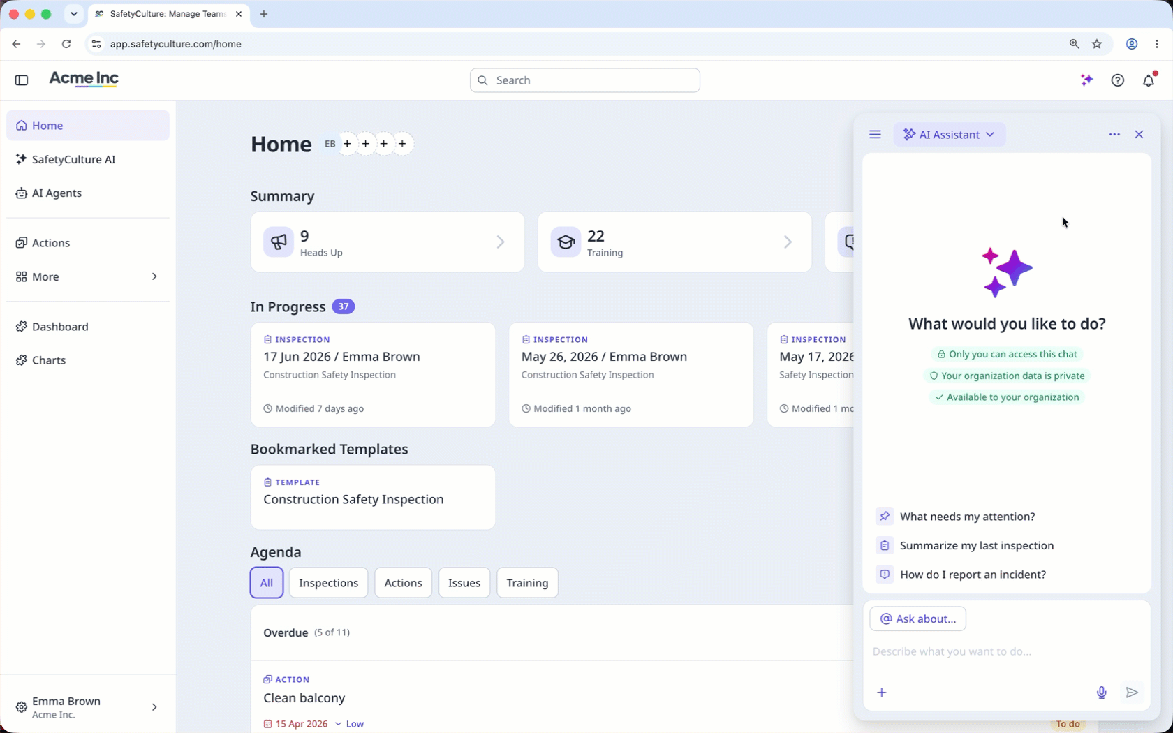 Saisissez une invite pour exécuter un agent depuis la fenêtre de l'Assistant IA.