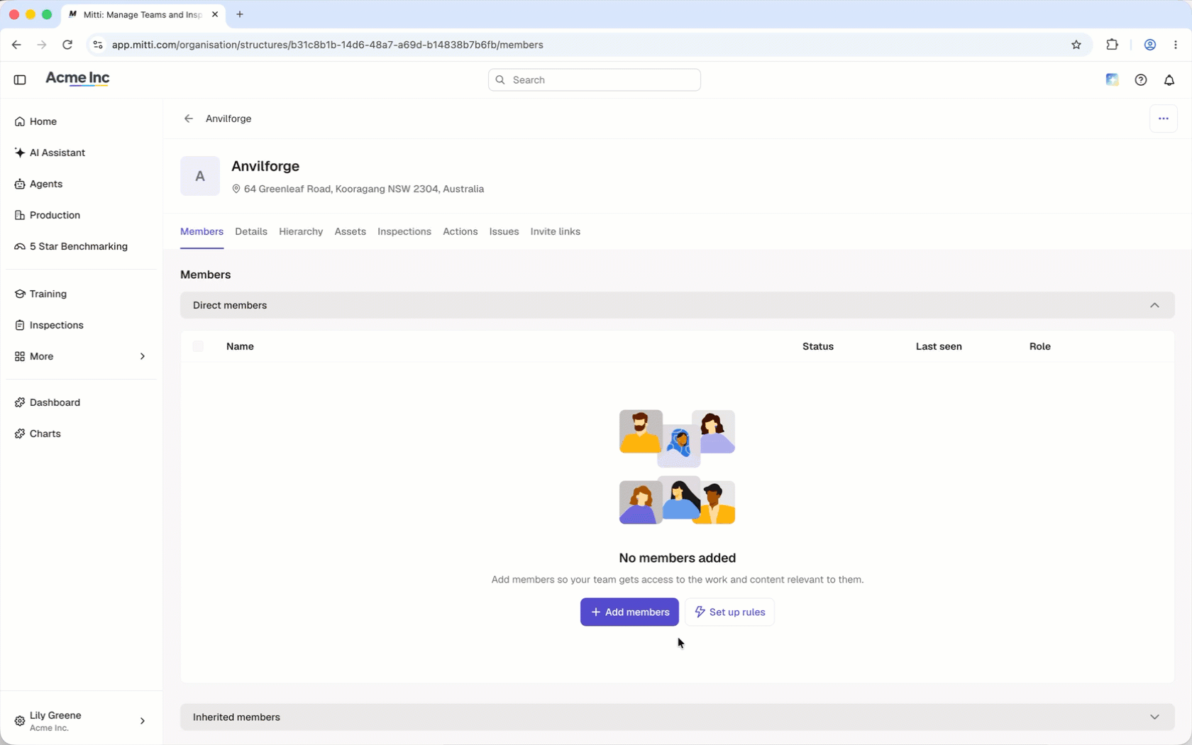 Click Set up rules to configure the rules to automatically add members to a site.