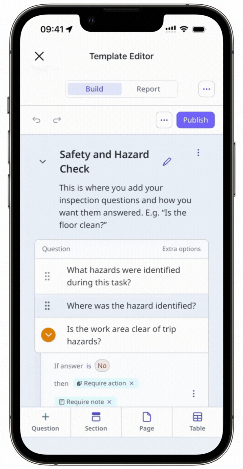 Set up the scoring for a question via the mobile app.