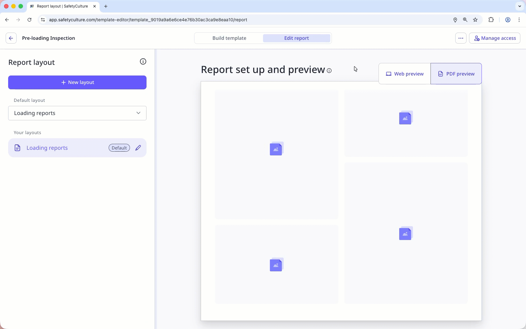 Verwalten Sie den Zugriff vom Vorlageneditor aus über die Web-App.