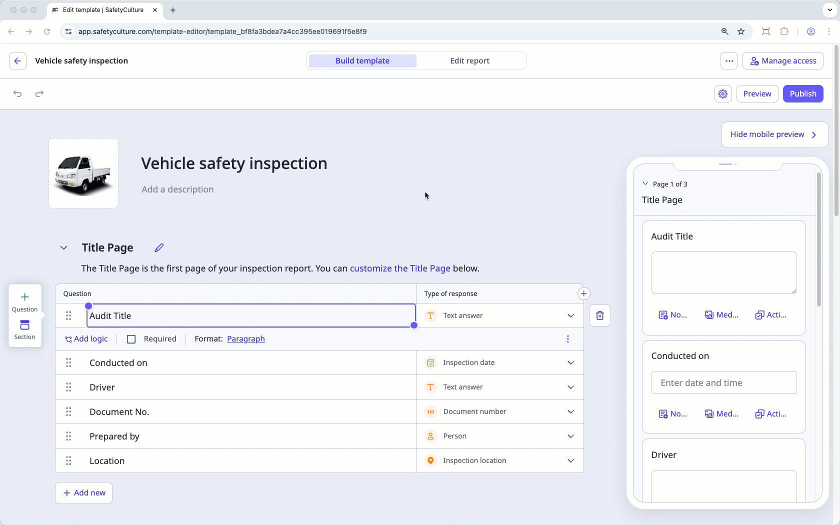 Add and update a template logo via the web app.