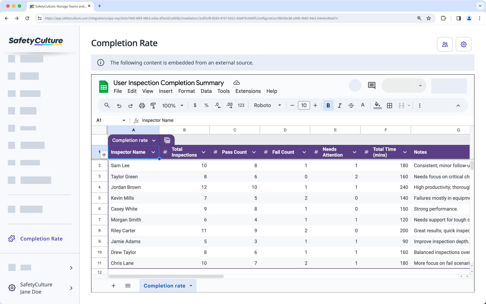 Afficher Google Sheets à partir de l'application Web.