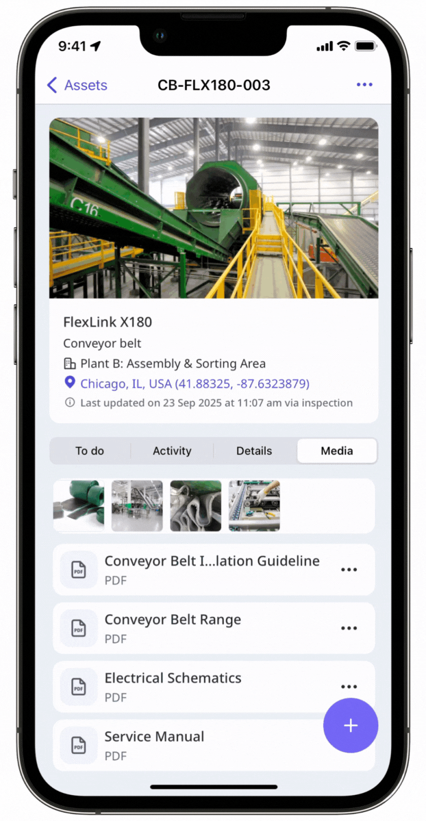 Delete an image from an asset via the mobile app.