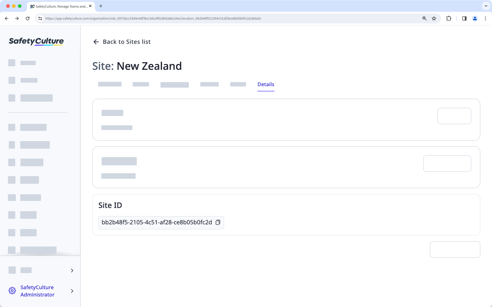 Obtenir un id de site depuis l'application Web