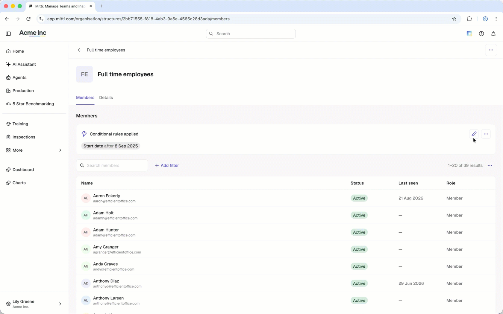 Click the dropdowns to change the values selected or entered for a rule.