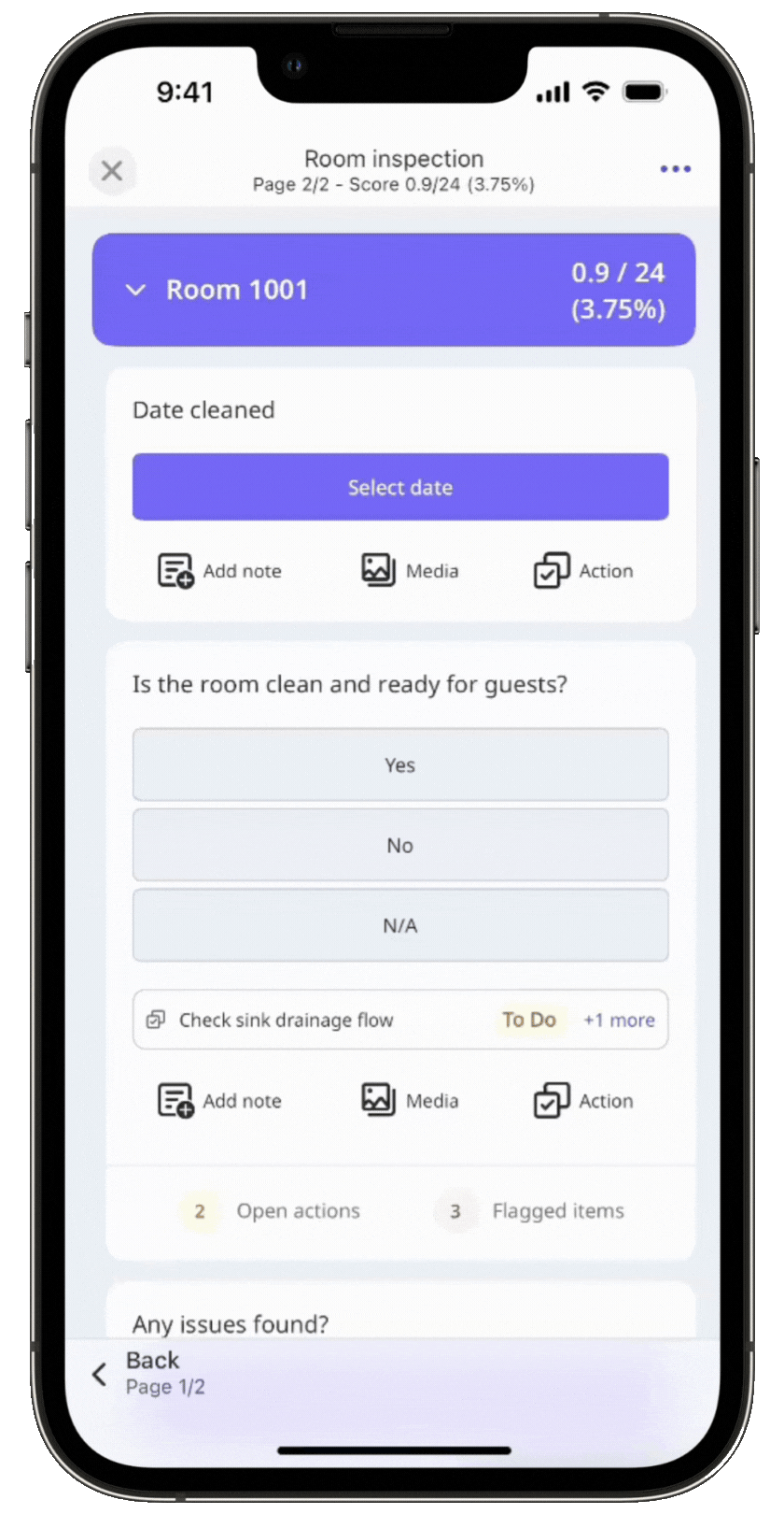 Unlink an open action in an inspection via the mobile app.