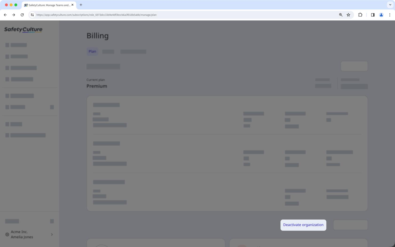 Désactiver votre organisation à partir de l'application Web.