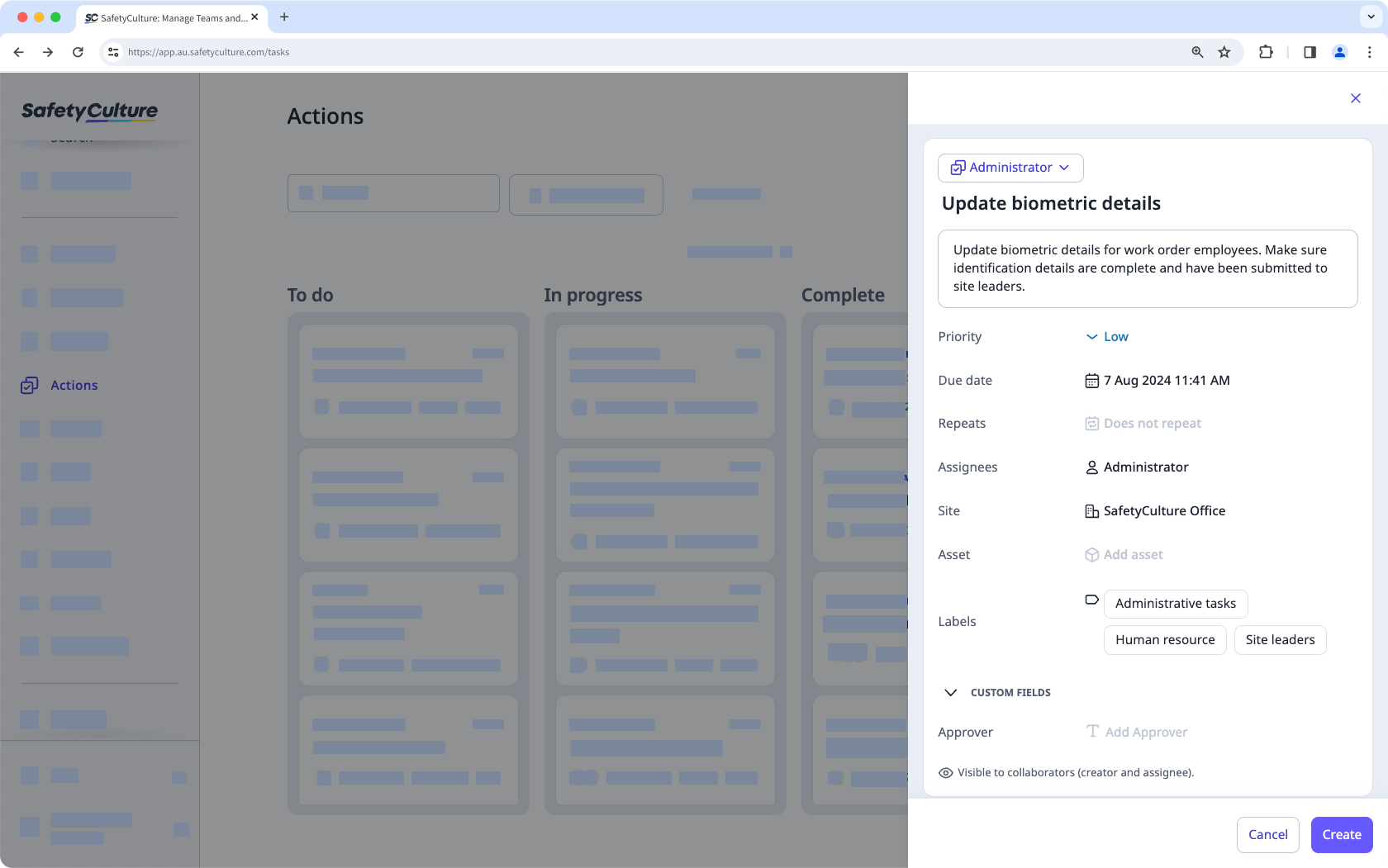 Mithilfe der Web-App eine eigenständige Aktion erstellen.