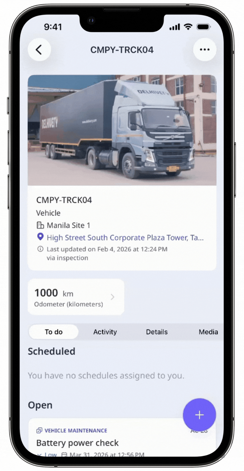To view actions in a maintenance plan, tap "Actions" tab.