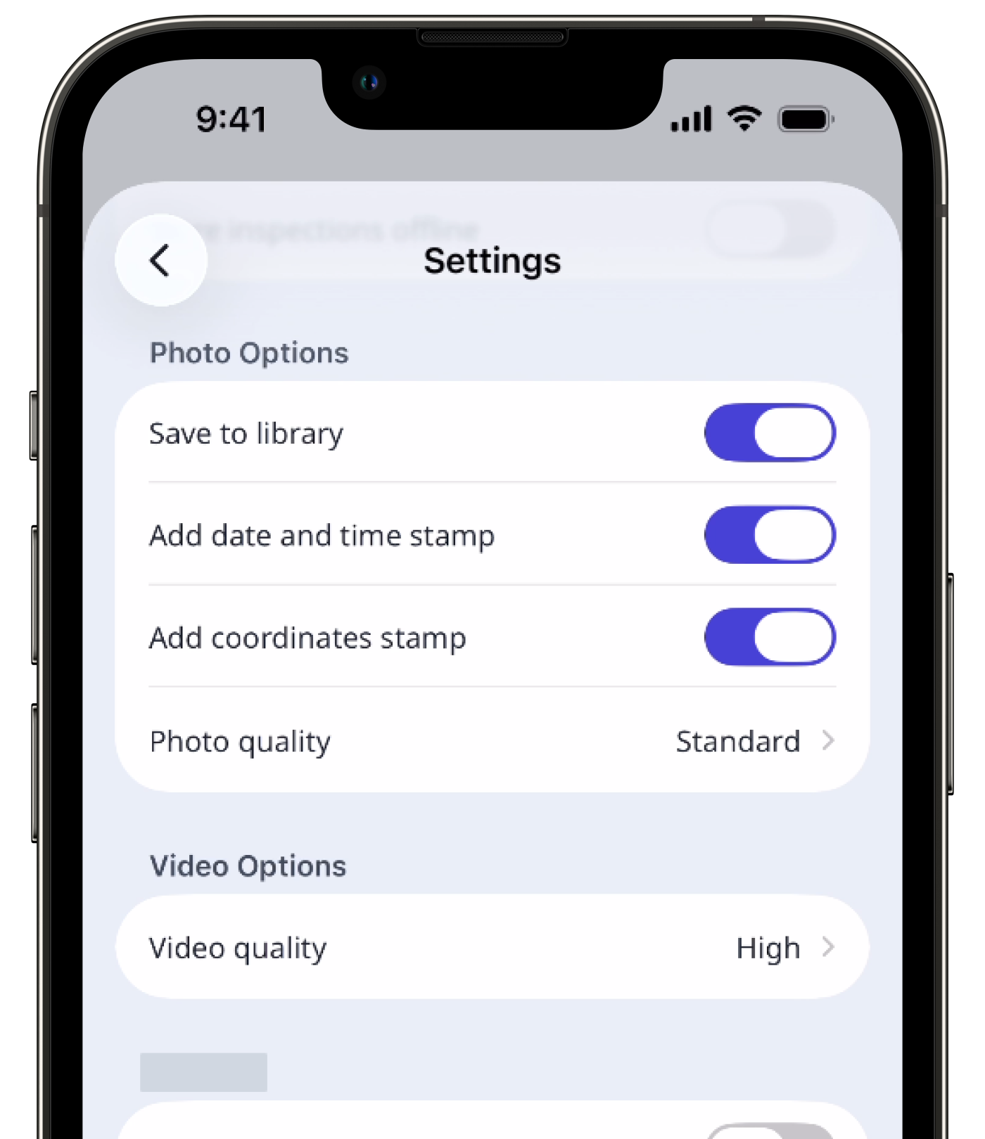 Ajustez les paramètres des options photo et vidéo à partir de l'application portable.