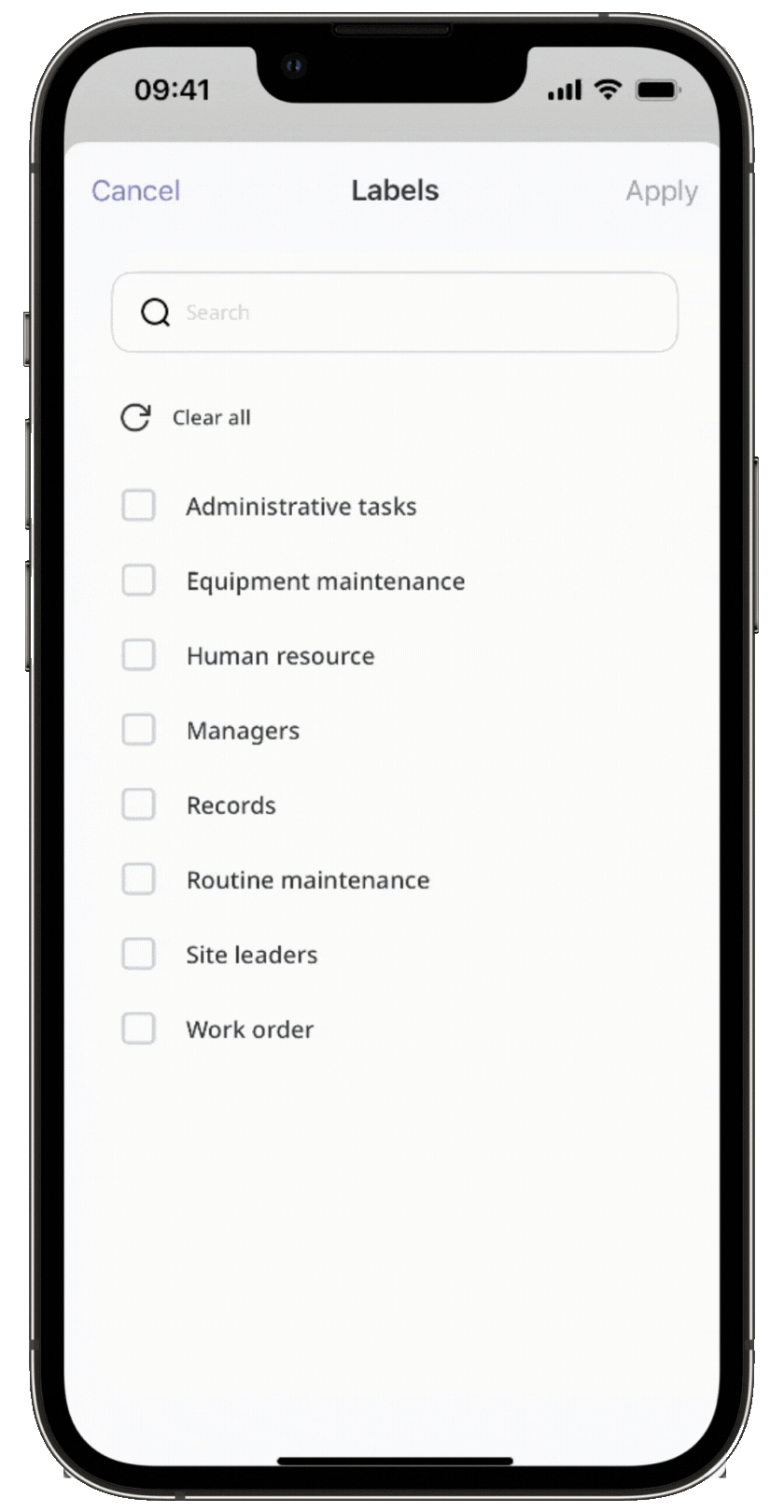 Add labels to an action via the mobile app