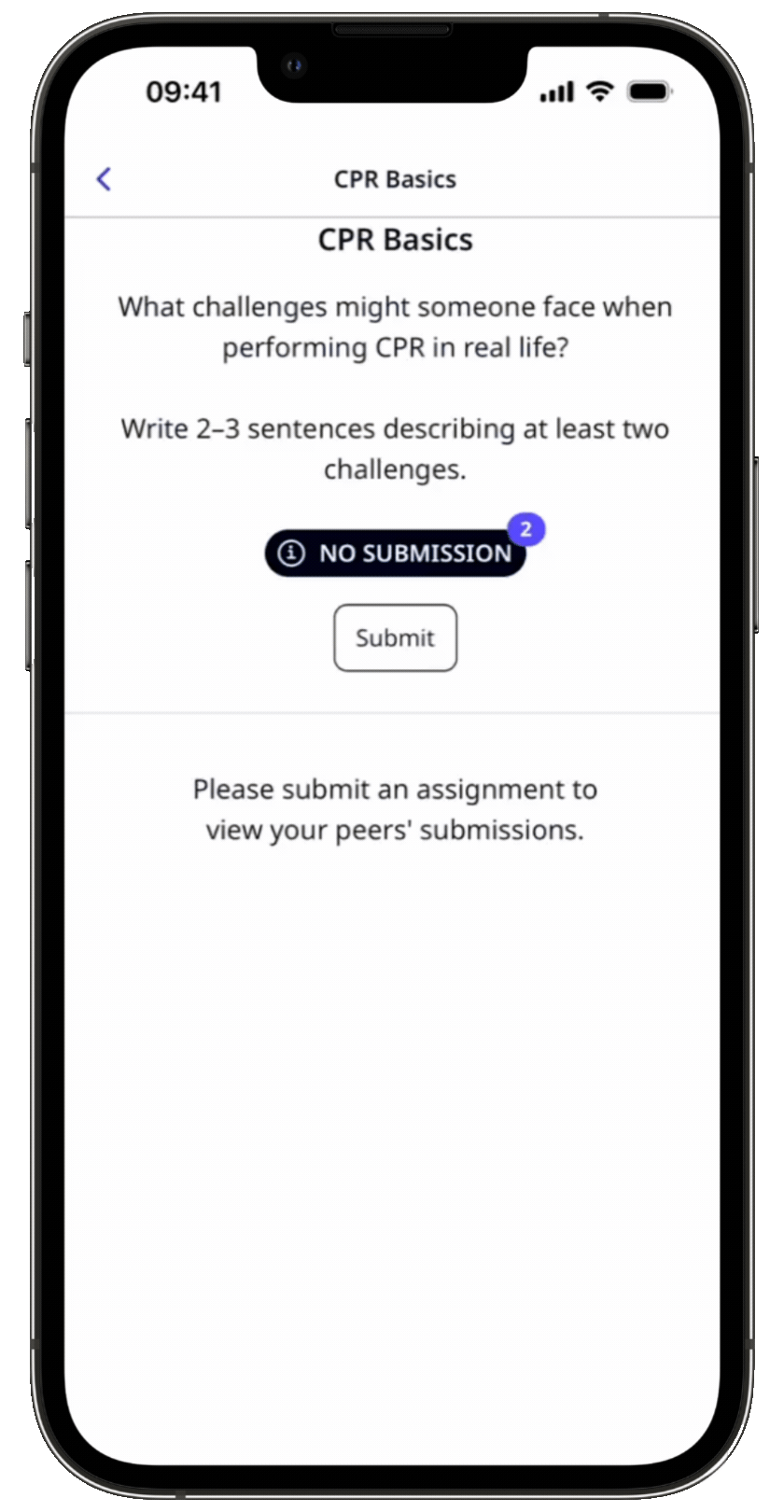 Répondre à une leçon d'évaluation via l'application portable.