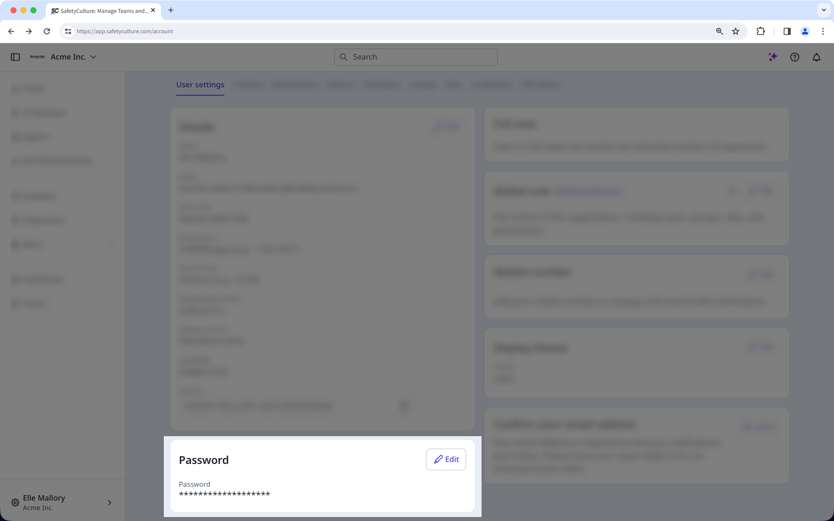Edit the password for your SafetyCulture account via the web app.