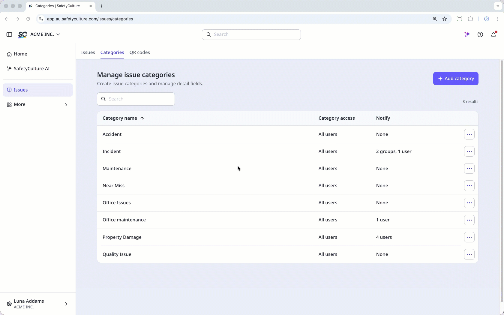 Set up notification recipient and the email notification type.