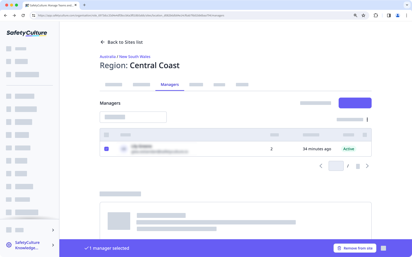 Eliminar un usuario como administrador de un sitio a través de la aplicación web.