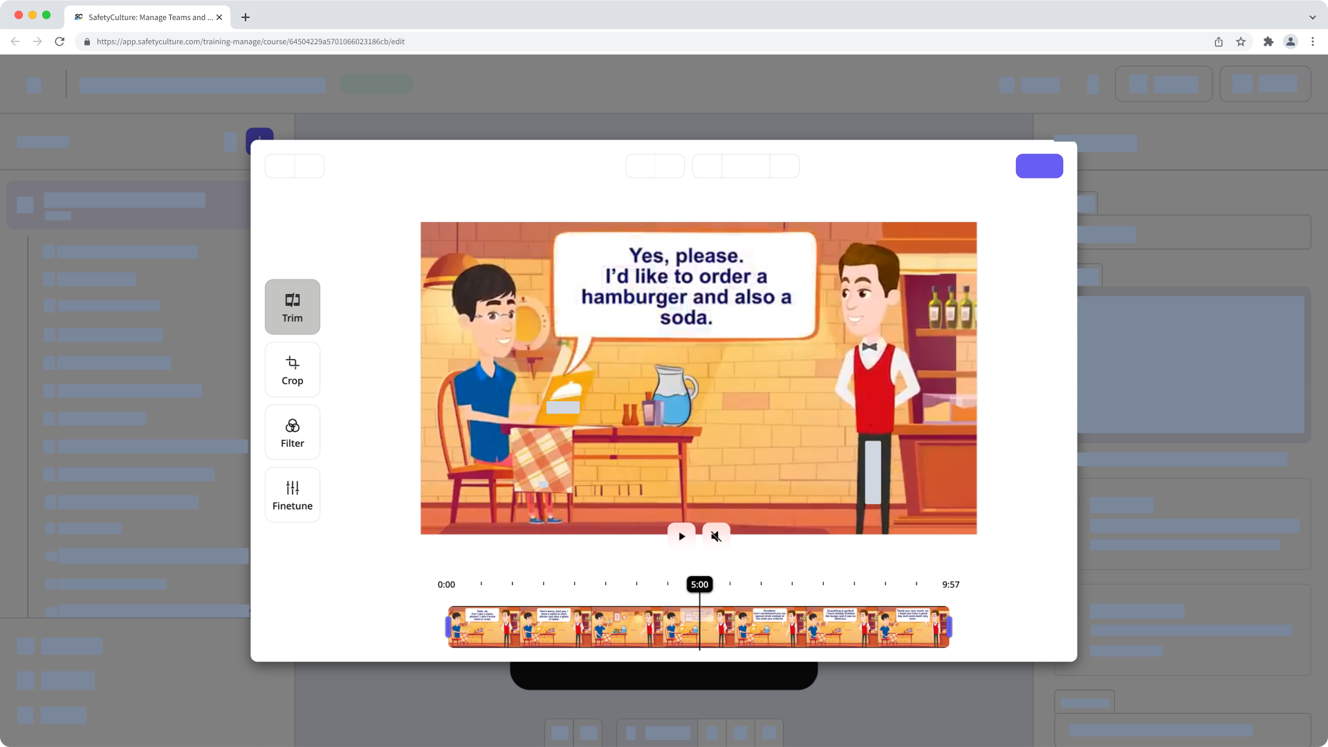 Mithilfe der Web-App ein Video innerhalb einer Unterrichtsfolie bearbeiten.