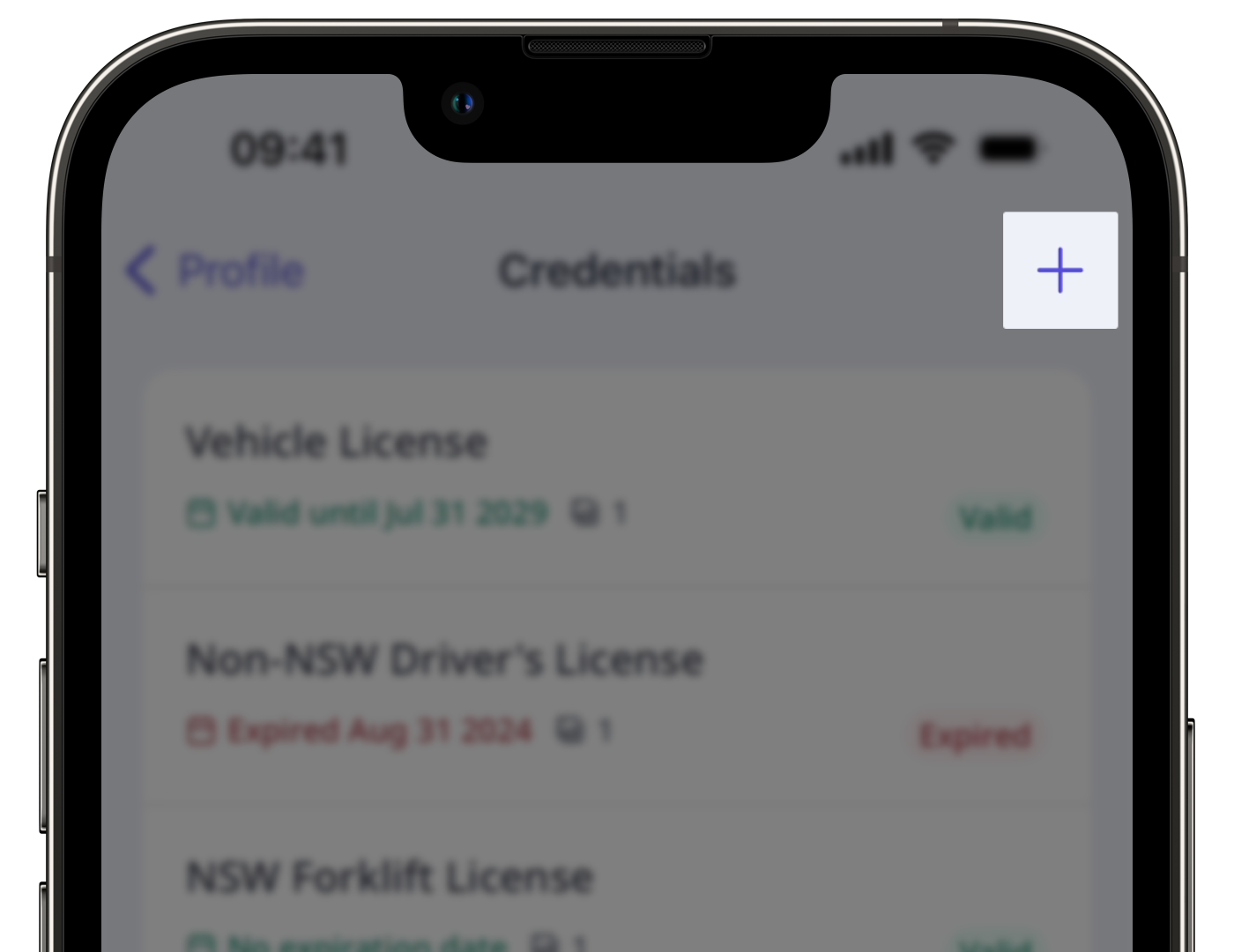 Add a credential via the mobile app.