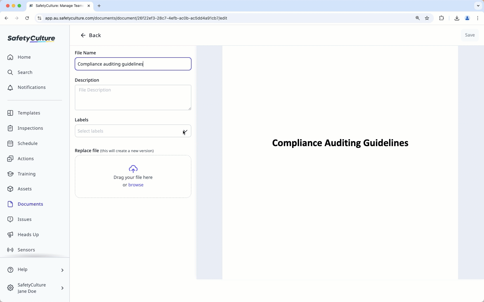 Add a label to a file via the web app.