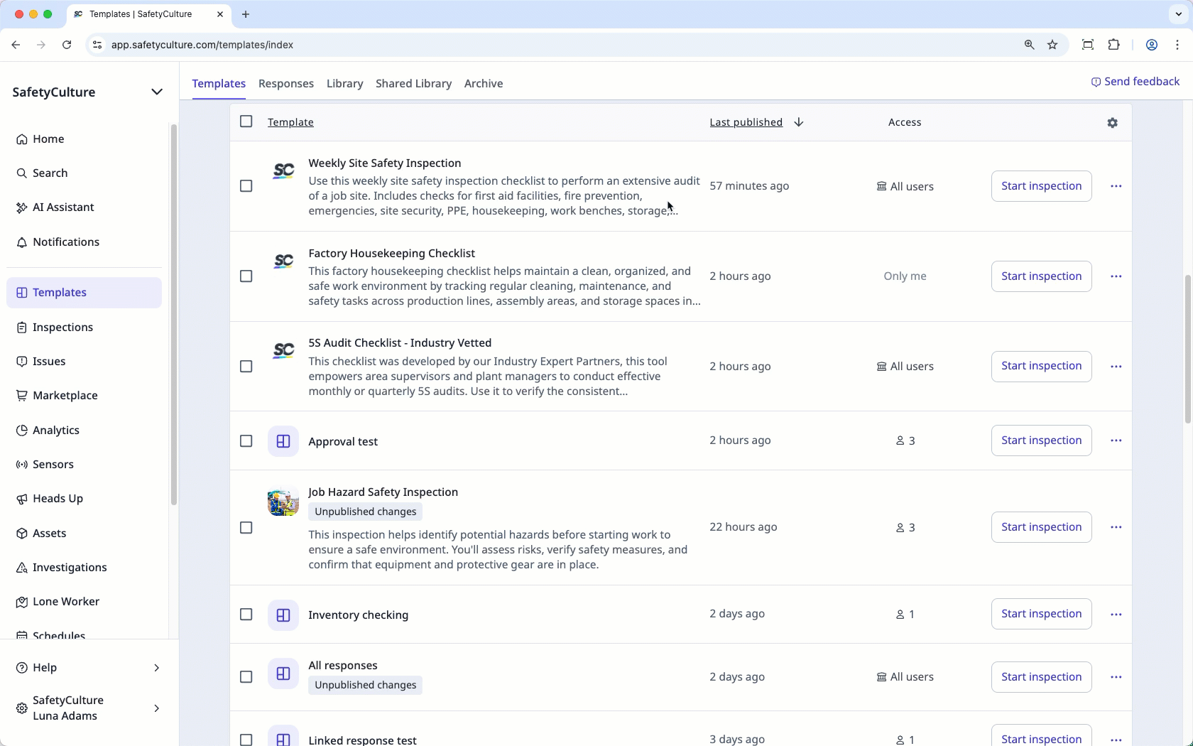 Share a template with a user in another organization via the web app.