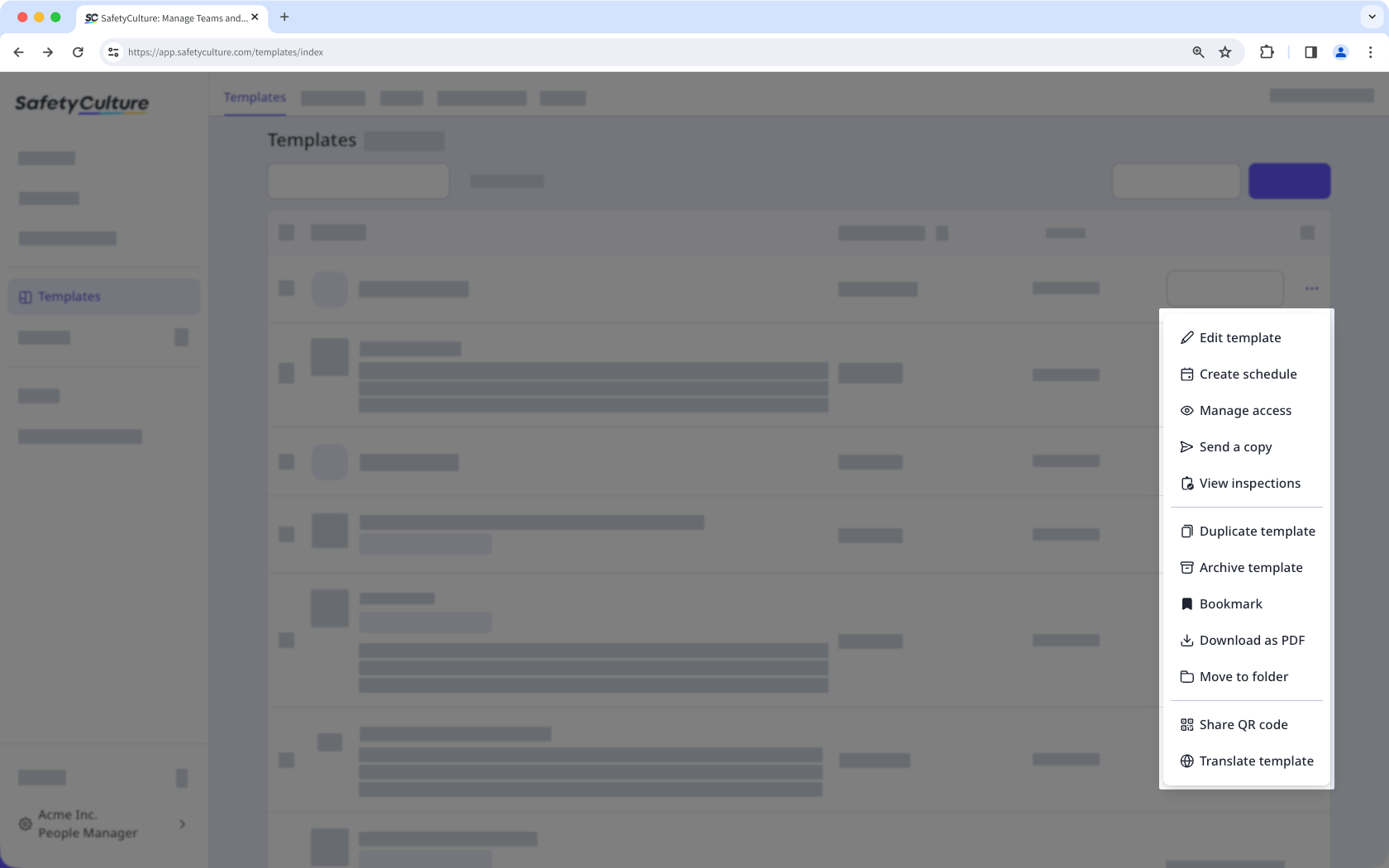 Un ejemplo de cómo gestionar una plantilla a través de la aplicación web.