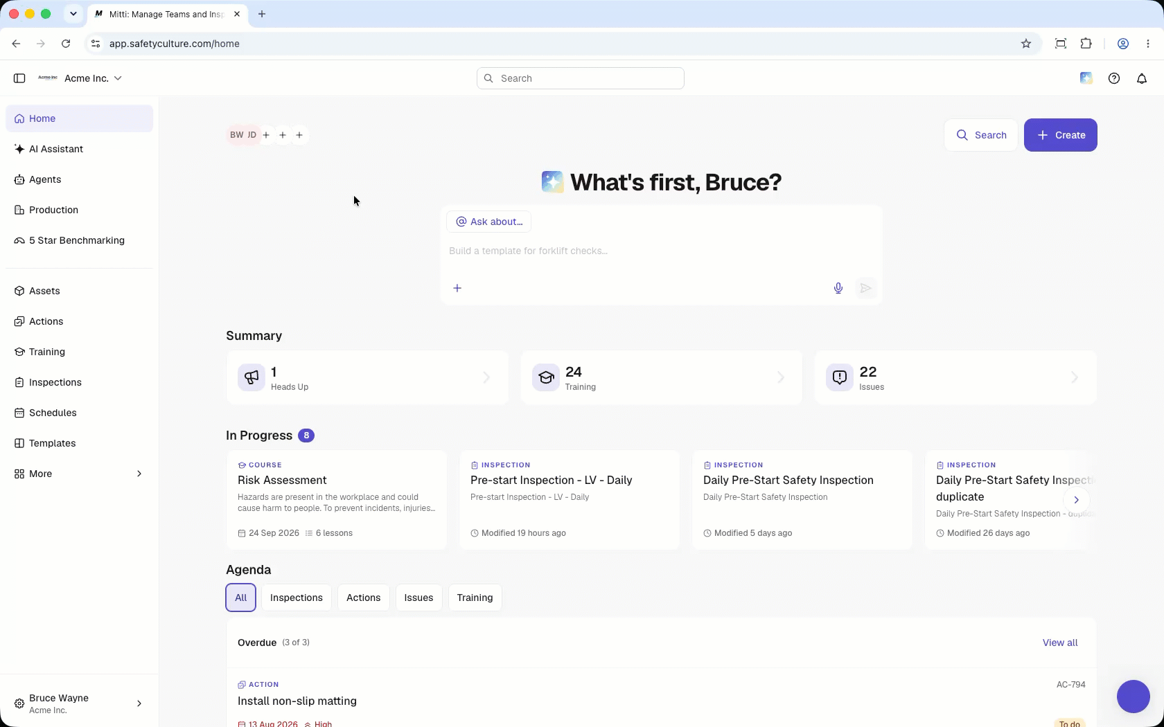 Customize action status name via the web app.