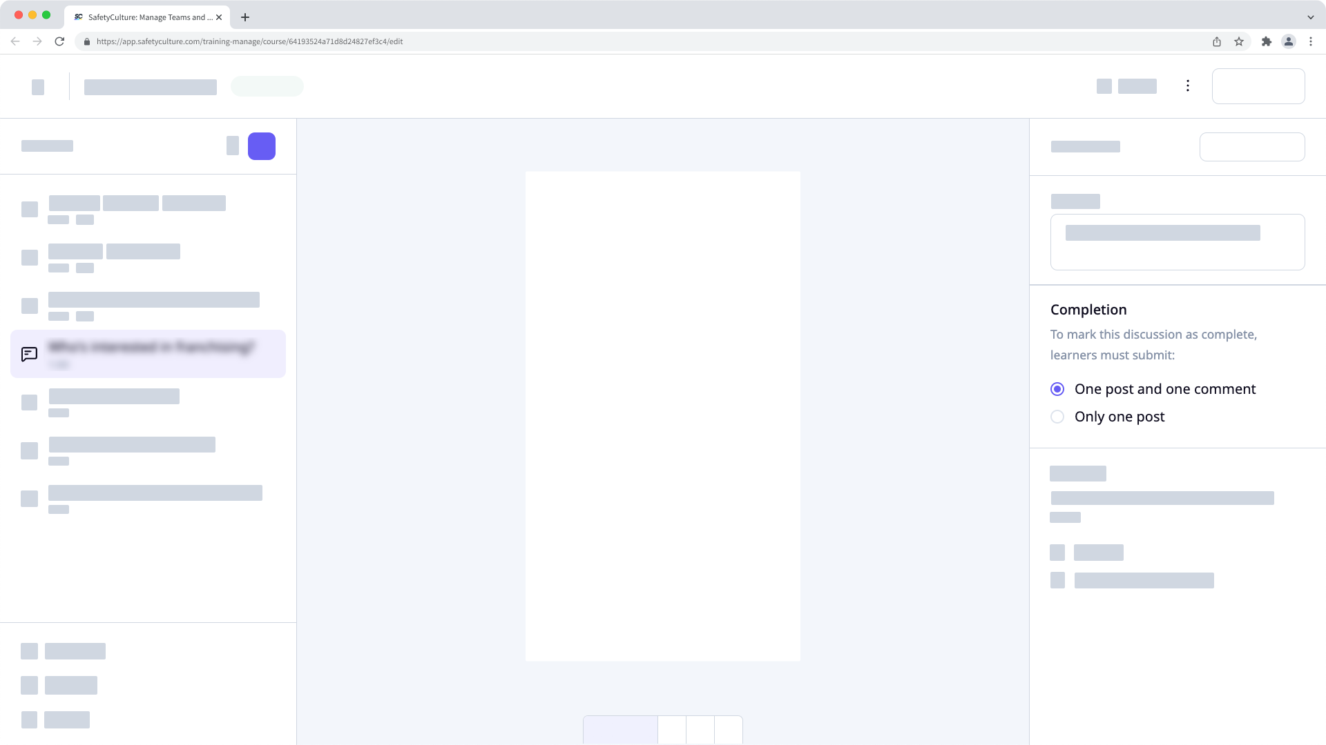 Los ajustes de finalización de una clase de diálogo en un curso de formación.
