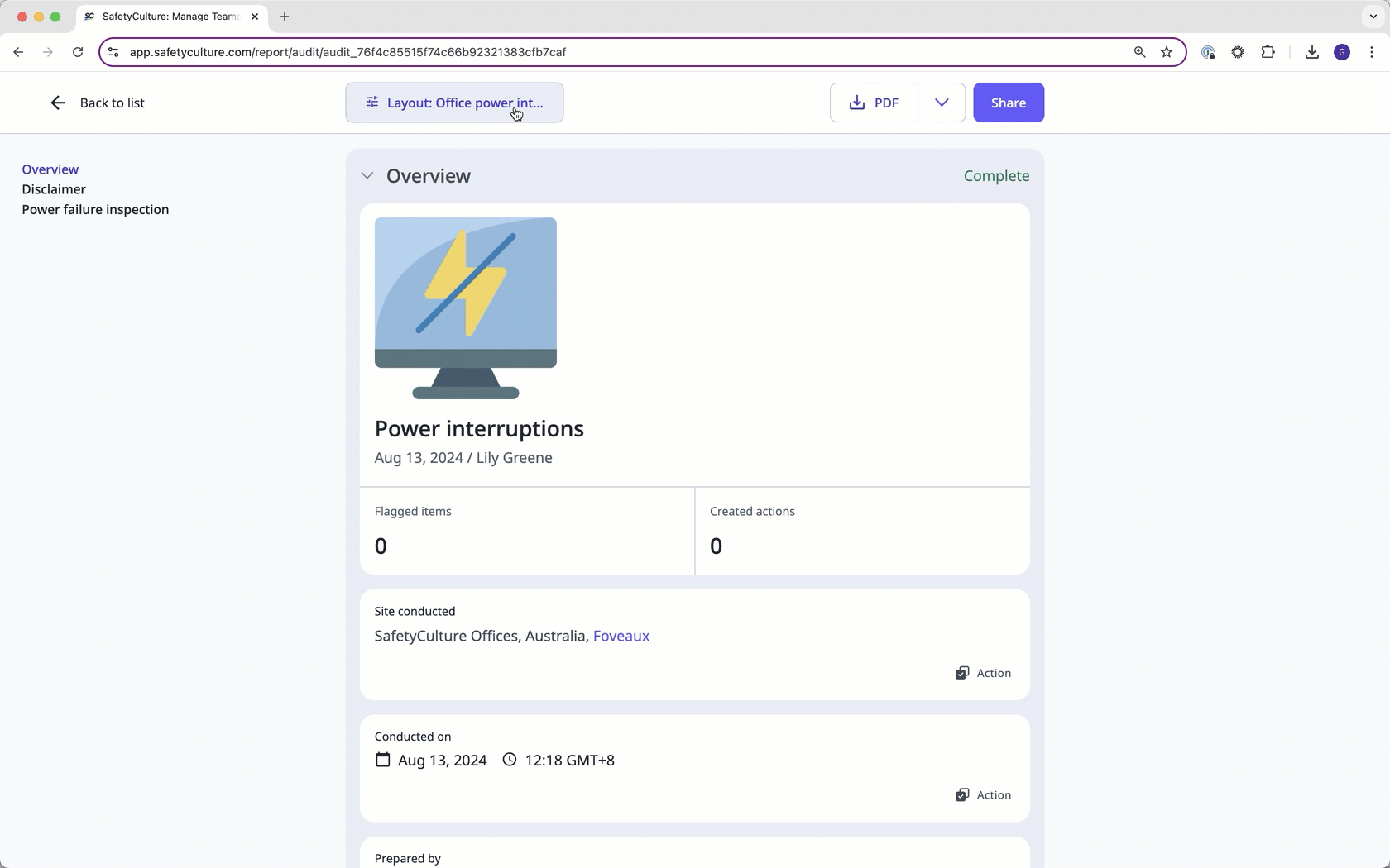 Modifiez la mise en page du rapport à partir de l'application Web.