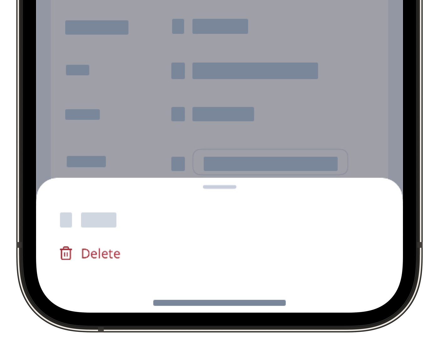 Delete an action via the mobile app.