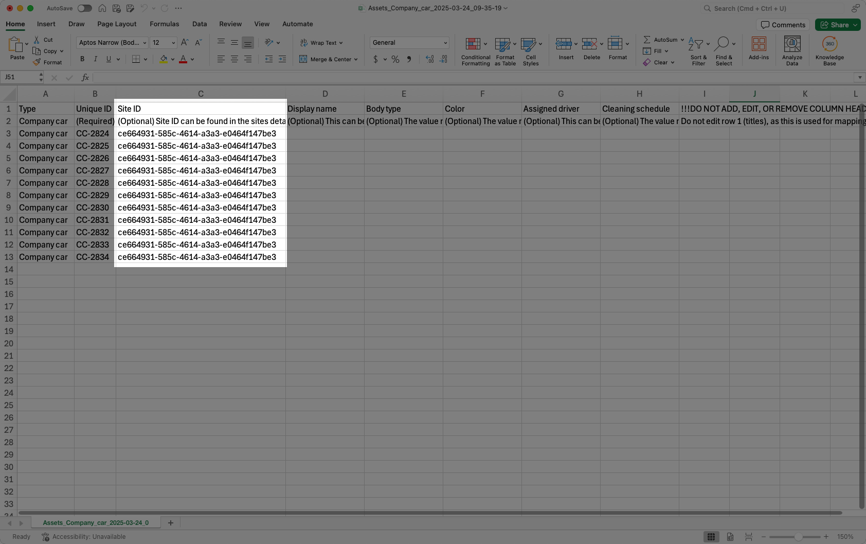 Téléchargement groupé de sites CSV à partir de l'application Web.