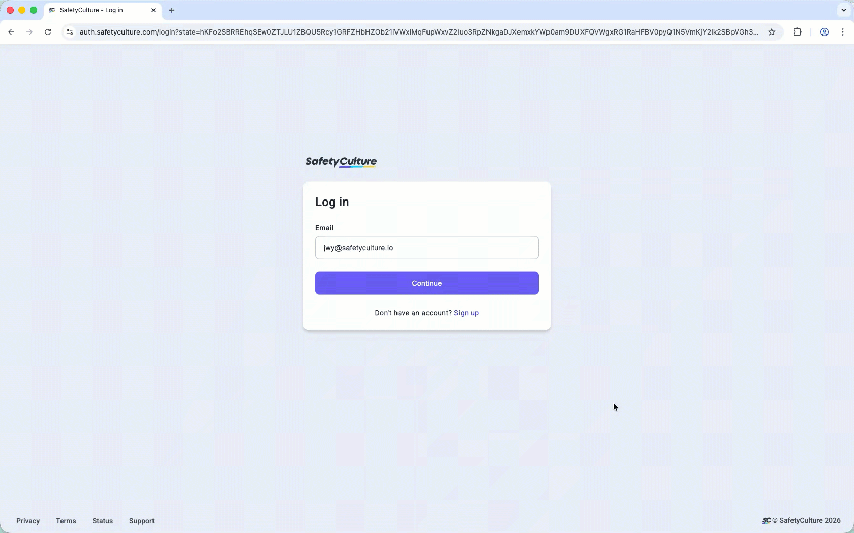 Log into your SafetyCulture account via SSO if your email address matches your organization's enforced domains.