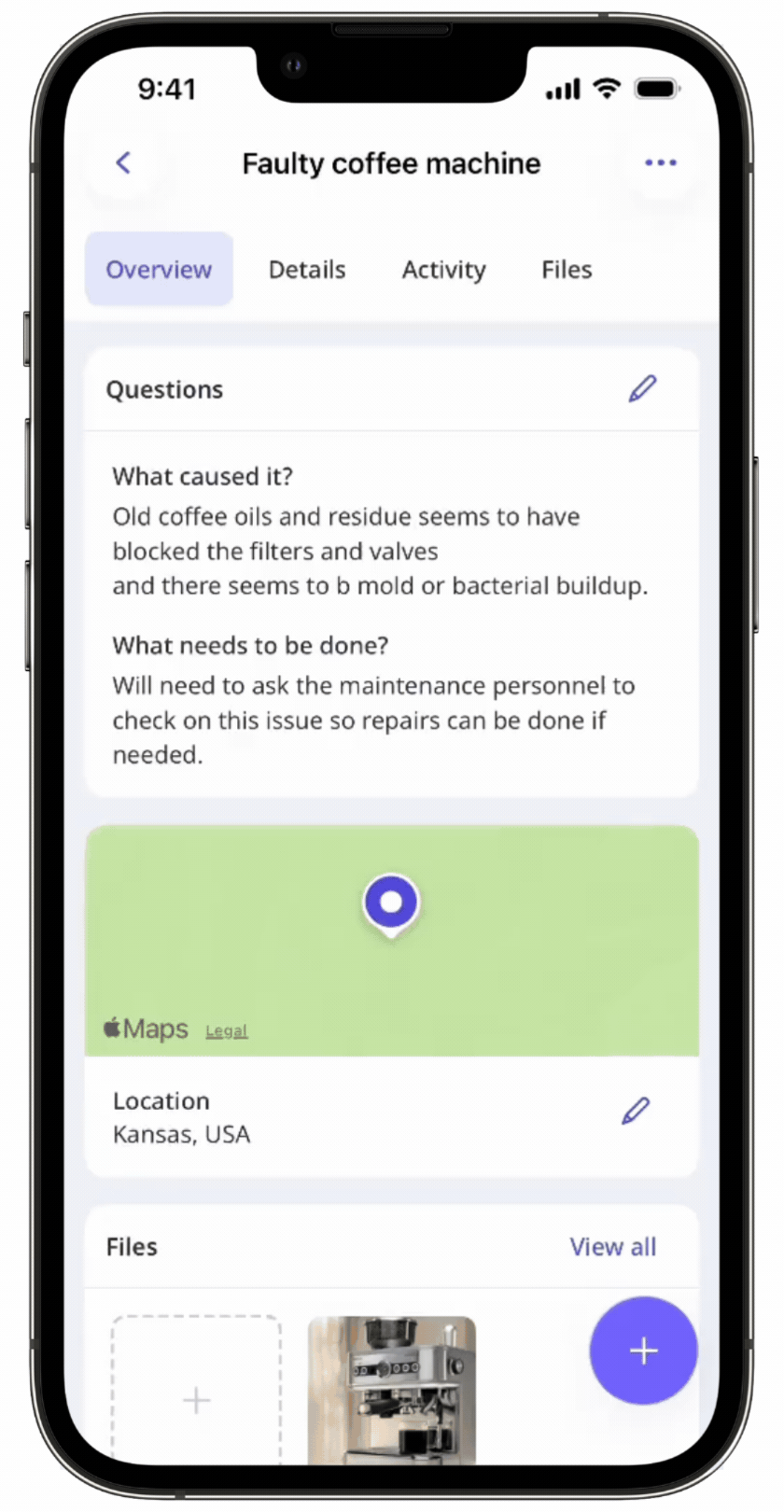 Create an action in an issue via the mobile app.