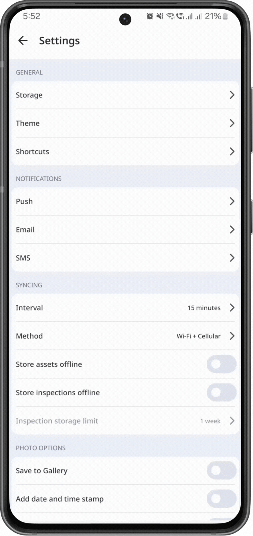 In the "General" section of Settings in the Android mobile app, select up to 4 shortcuts.